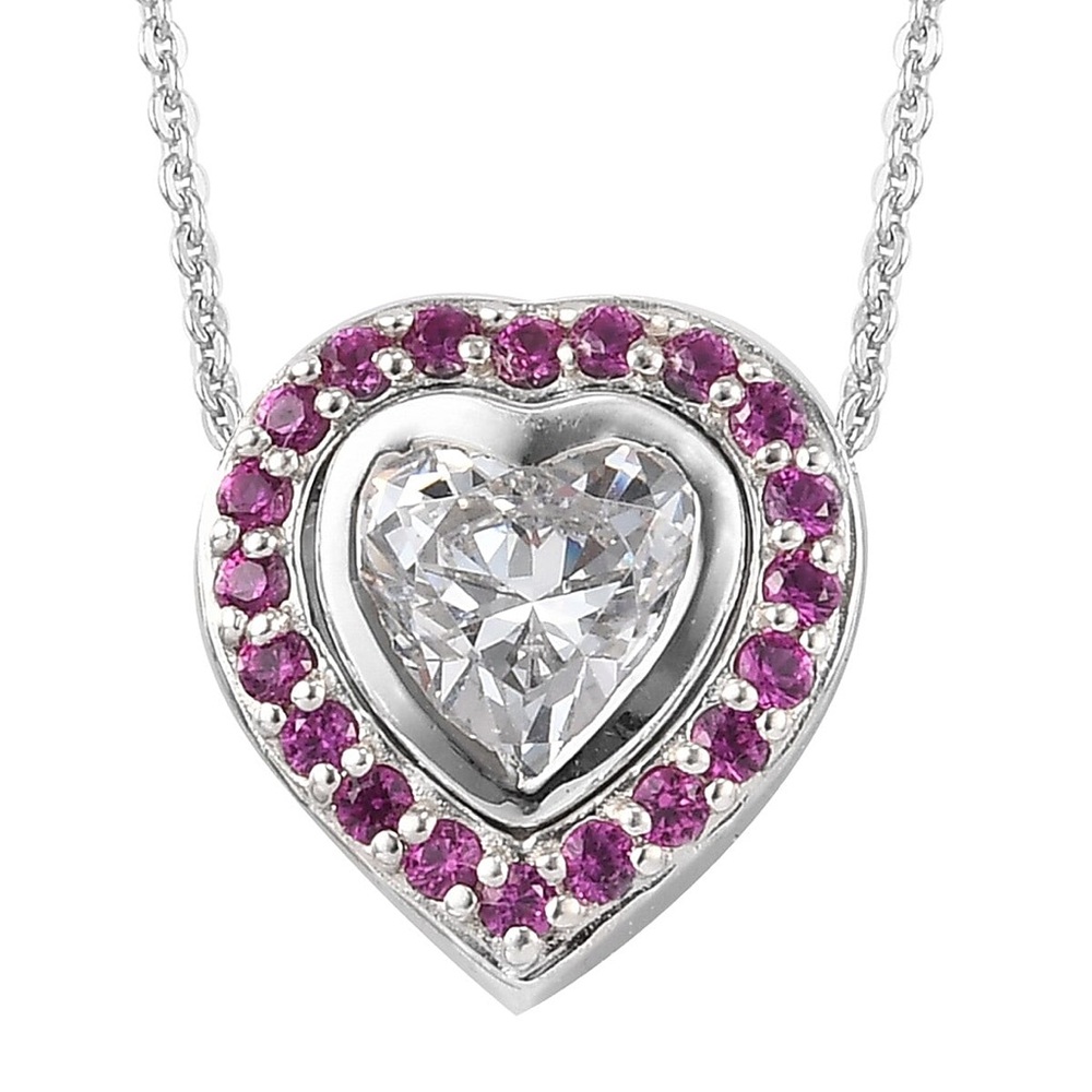 Lustro Stella Made with Finest CZ and Lab
Created Ruby Heart Pendant Necklace 🆕